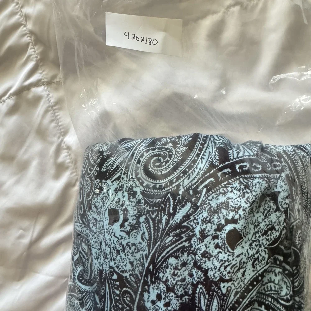 Perceptions‎ New York Dress Womens L Blue Paisley Sleeveless Ruched A Line Midi